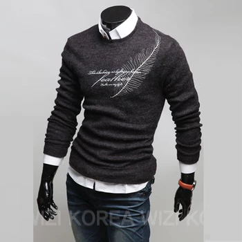 

Sweater Pullover Men 2018 Male Brand Casual Slim Sweaters Men Letters Printed Hedging O-Neck Men'S Sweater XXL