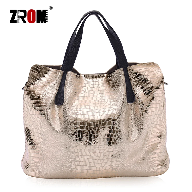 ZROM العلامة التجارية جلد طبيعي المرأة حقيبة يد عالية الجودة أزياء السيدات سحلية حقيبة كتف سطح لون ساخن-مقبض حقيبة يد