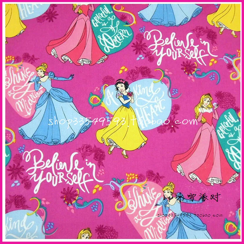 

105*50cm 1pc Princess Print Fabric 100%Cotton Fabric Patchwork Telas, Princess Printed Fabric Diy Sewing Girl Dress Clothes
