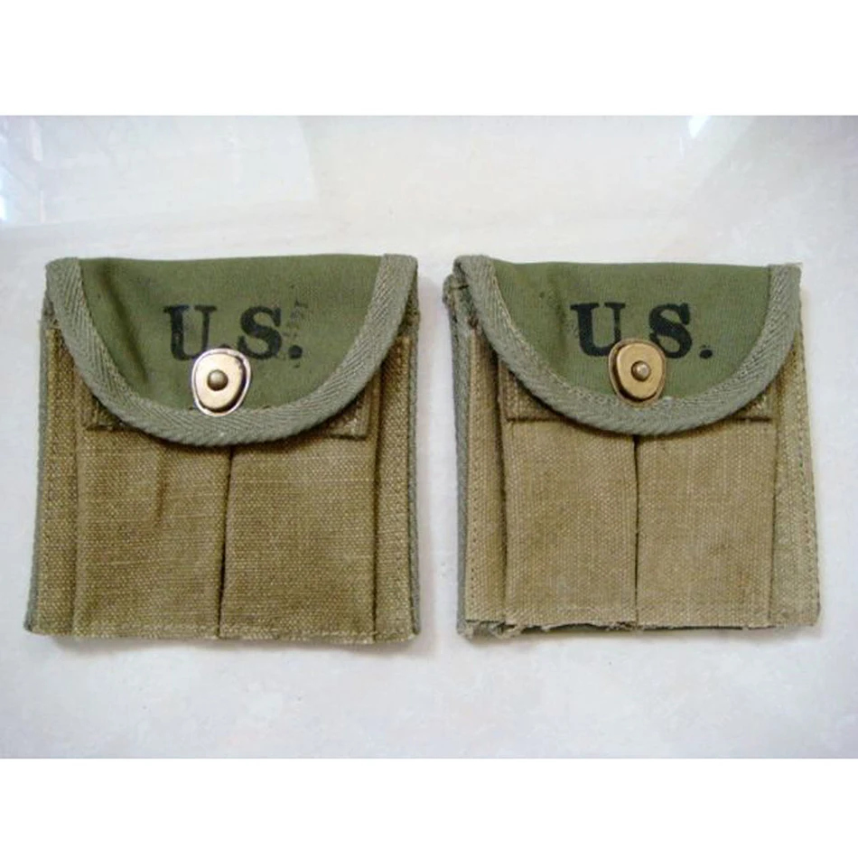 PAIR OF WW2 US MILITARY M1 CARBINE RIFLE MAG MILITARY AMMUNITION POUCH BAG