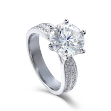 Transgems Moissanites Lab Grown Diamond Engagement Ring 3 CT D Color Lab Diamond Accent 14k White Gold Engagement Wedding Rings