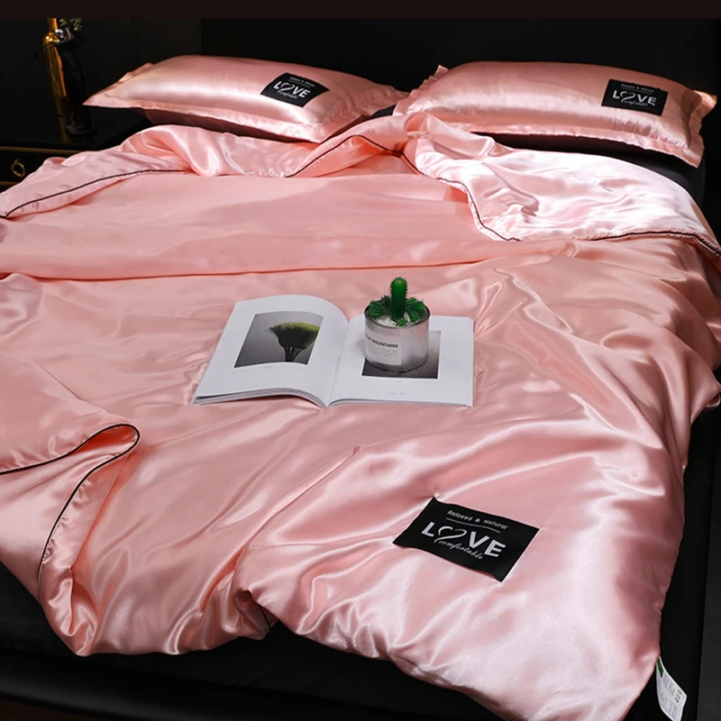 Satin Silk Quilt For Summer 12 Solid Color Bedding Set Bedspread Blanket Comforter Bed Cover King Queen Size new