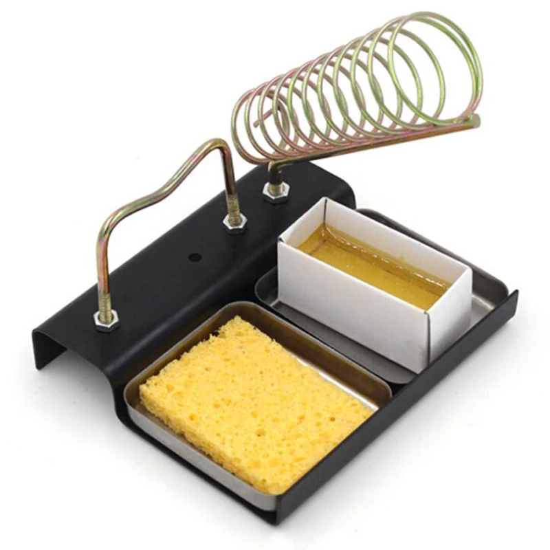 

Electric Soldering Iron Gun Stand Holder Support Station With Welding Cleaning Sponge Pads Rosin High Temperature Resistance