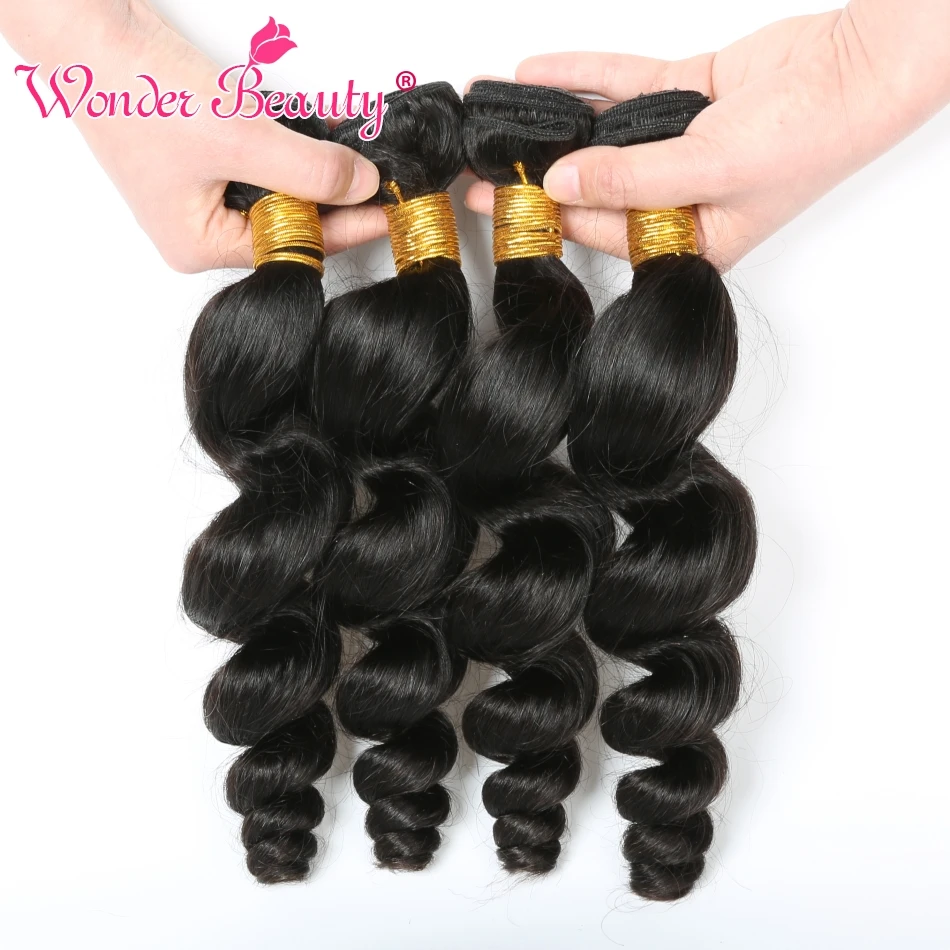 Loose Wave Bundles Brazilian Hair Weave Bundles Wonder Beauty Human Hair Bundles Non Remy Hair Extension Can Be Perm And Dye