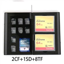 Серебряный Красный алюминиевый ящик для хранения сумка кошелек с отделами для карт кошелек большой емкости для 2* для sd CF 8* microsd Card1* sd