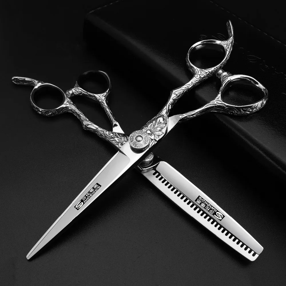 

Hairdressing Scissors 440c 6 Inch Japanese Haircut Thinning Scissors Set (Gift Box Comb)