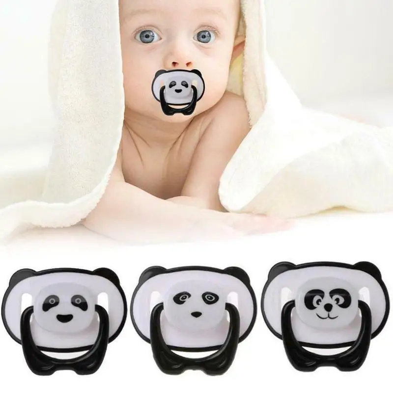 Panda Nipple Dummy Pacifier Baby Food Grade PP Silicone Non-toxic Pacifier Toddler Orthodontic Nipple With Ring Teether Pacifier