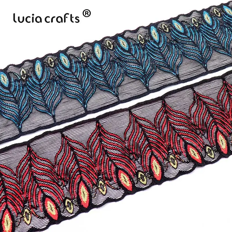 2 ярдов/партия, 8 см, Вышитое перо павлина, кружевная ткань, Тюлевая лента, сделай сам, ремесла, одежда, кукла, швейные принадлежности, украшения R0204