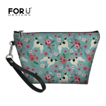 

FORUDESIGNS Borzoi Florals Printing Makeup Bag for Women Portable Travel Organizer Storage Pouch Toiletry Bag Wash Beauty Kit