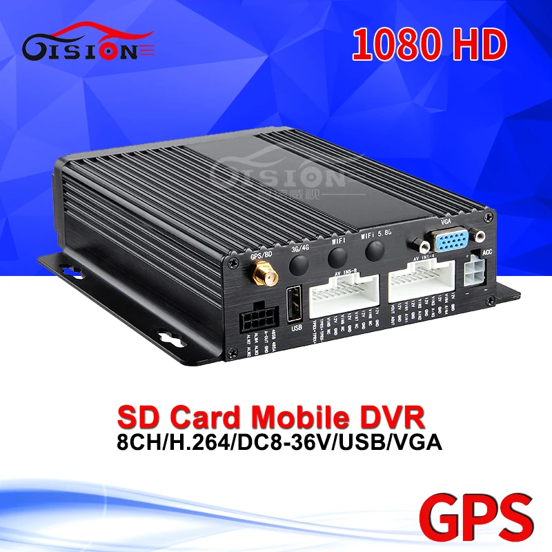 Gps sd-карта 8CH Мобильный DVR автомобиля G-sensor воспроизведения видео запись gps трек циклическое воспроизведение Запись sd видеорегистратор для шины такси фургонов