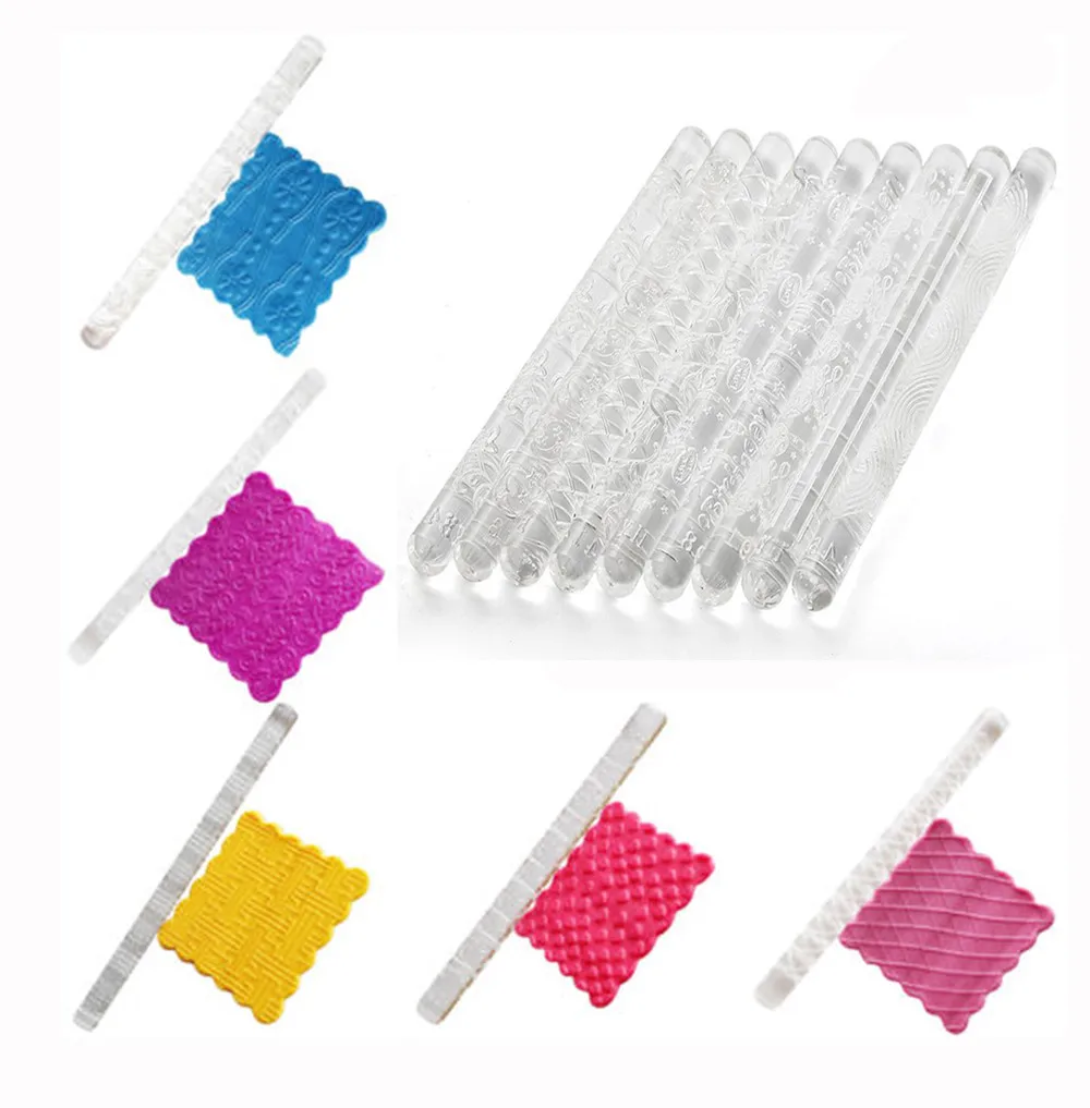 

1 Pcs Rolling Pin Embossing Acrylic Rolling Pin Fondant Sugar Craft Cake Baking Decorating Tool Bakeware Tools #106