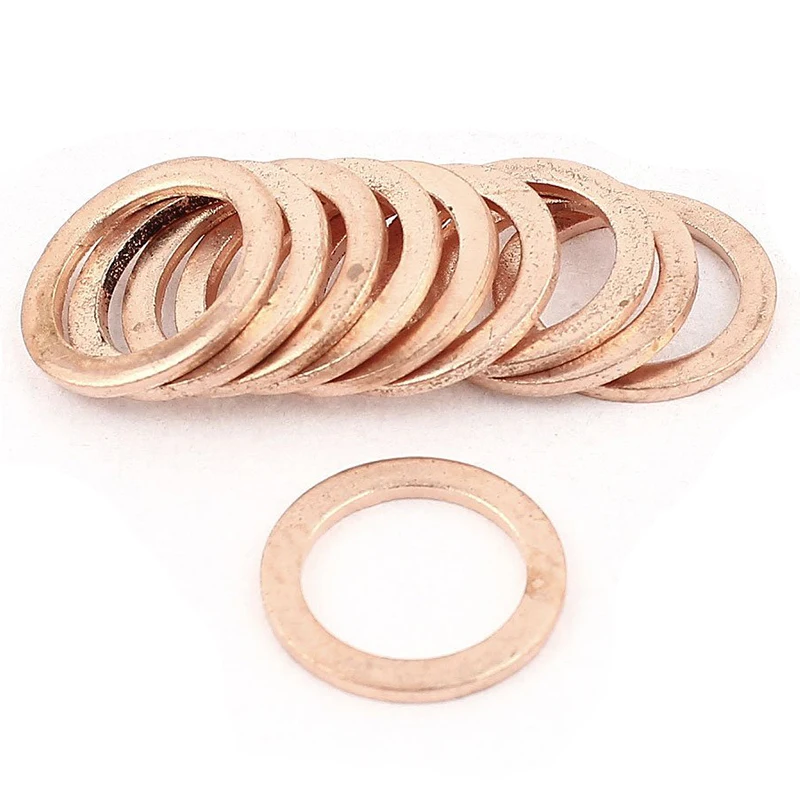 EWS 10pcs 13mm Inner Dia 1.5mm Thickness Copper Flat Washer Seal