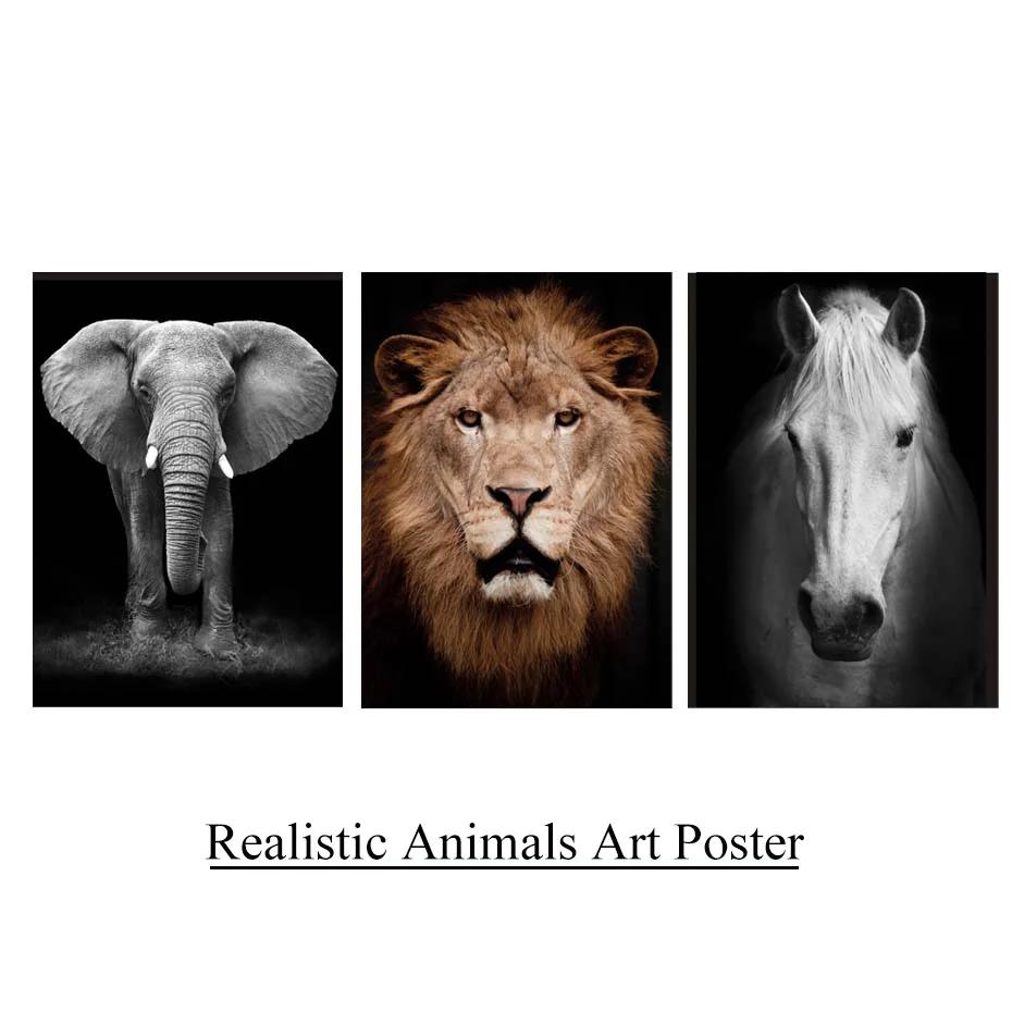 Animals Portrait Photo Realistic Painting Canvas Modern HD Pictures Vintage Posters&Prints Wall Art Living Room Home Decor Mural (1)