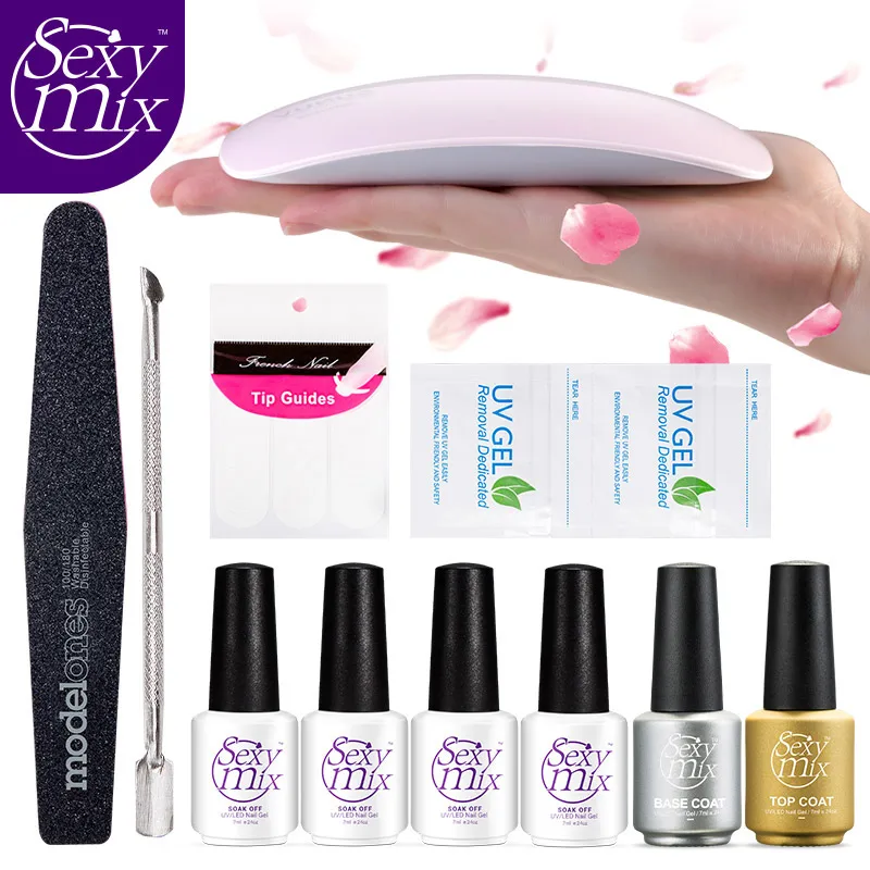 

Sexy Mix Professional Full Nail Art Set Nail Art Tool Base Top Coat Gel Nail Polish Set with 6W SUNmini UV LED Lamp Manicure kit