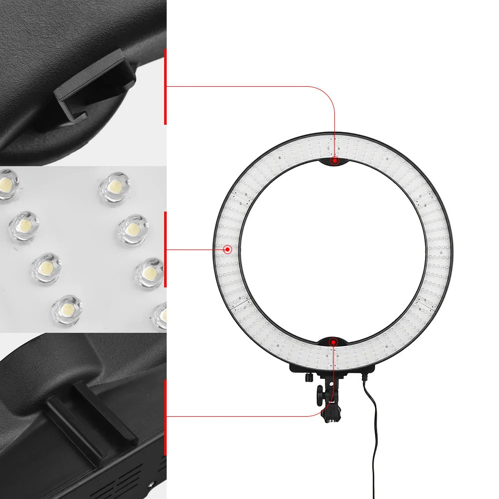 Andoer 36 Вт Светодиодный кольцевой светильник для видеосъемки студийный заполняющий светильник Регулируемая яркость с цветными фильтрами сумка для переноски студийный светильник