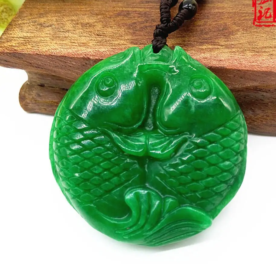 

Ethnic Style Myanmar Jadeite Dry Green Iron Dragon Hanging Safe Pisces Sweater Chain Necklace Hanging Every Year