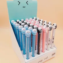 36 шт./упак. 0,5 мм черные чернила Творческий мультфильм чайная чашка cat Силиконовые голову прозрачный поршень гелевая ручка для офиса письменные принадлежности ручка