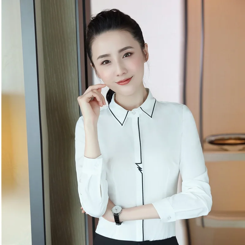 

New Styles Formal OL Styles Women Business Work Wear Blouses & Shirts For Ladies Office Female Tops Clothes Uniforms Plus Size