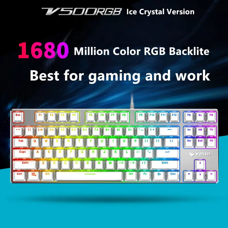 

Rapoo V500S/RGB Ice Crystal Version White Backlit Mechanical Gaming Keyboard Teclado for Game Computer Desktop Laptop