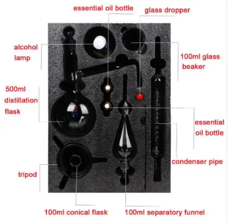 24 шт. Новинка 500 мл лабораторный аппарат дистилляции эфирного масла дистиллятор воды очиститель наборы приборов из стекла w/конденсаторная труба колба