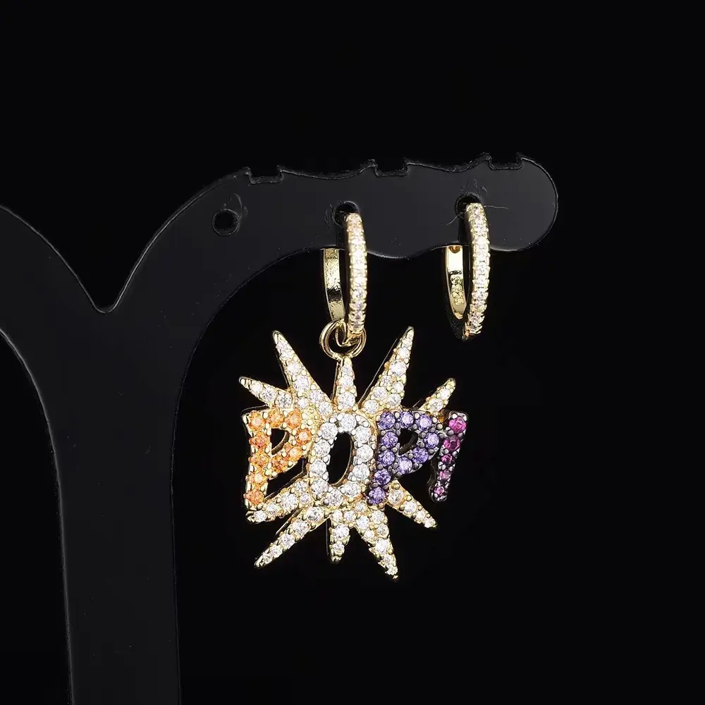

Fashion 2019 Hot Letter Punk Colorful Earrings for Women Famous Brand Statement POP Earrings Wholesale ZK40
