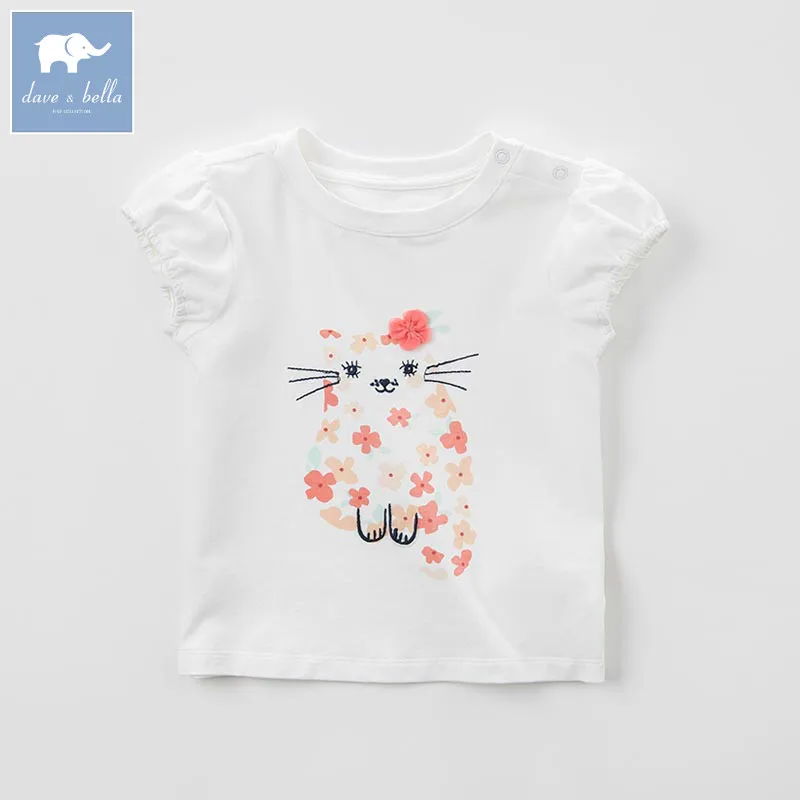 

DBB6915 dave bella summer baby girls cute printing t-shirt kids fashion tops children high quality tee