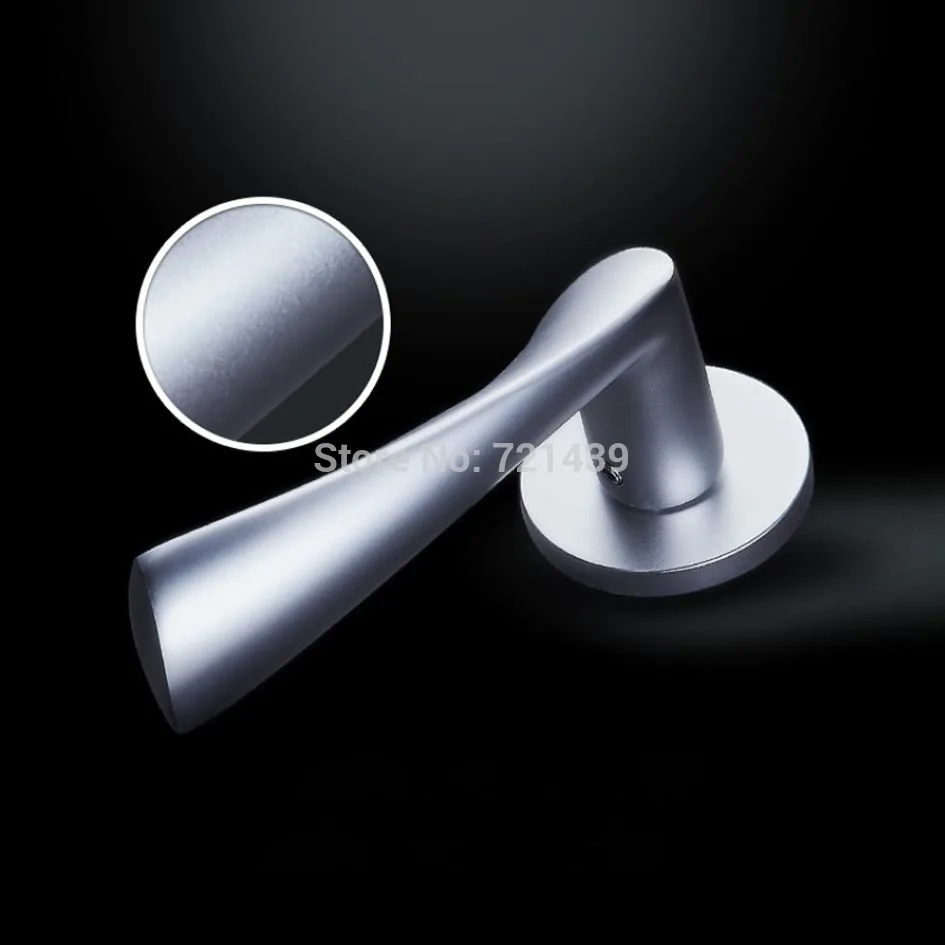  Black solid space aluminum door locks Continental bedroom minimalist interior door handle lock cyli - 32915428423