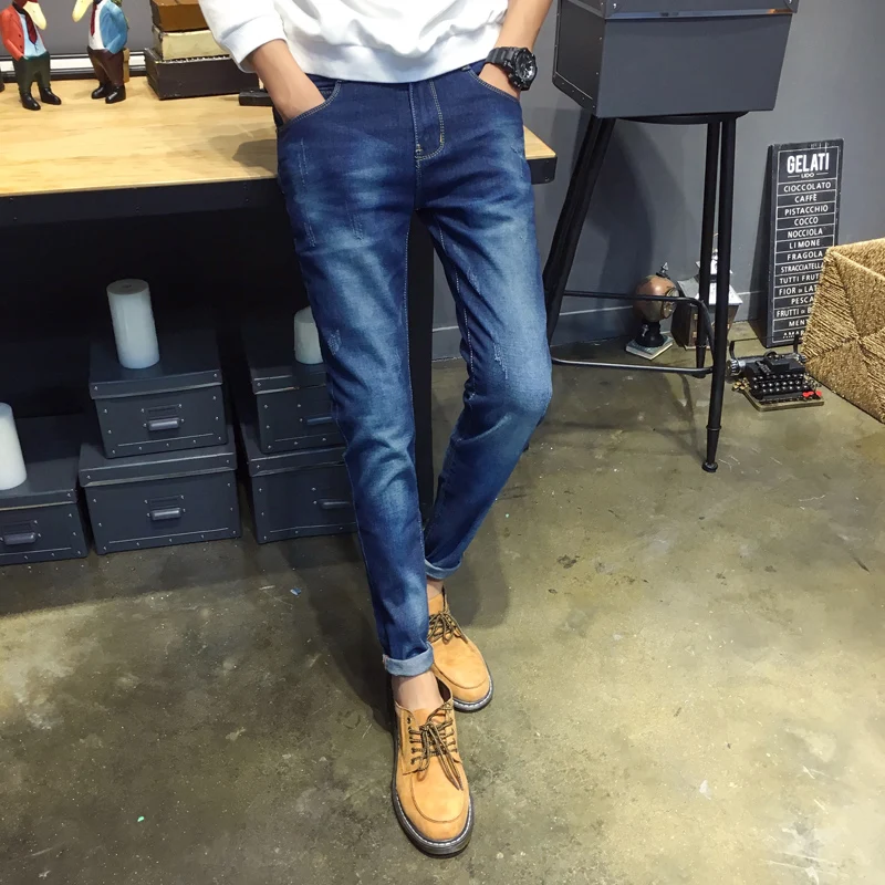 Men's Fashion Jeans 2018 High Quality Slim Jeans Pencil Pants Fashion