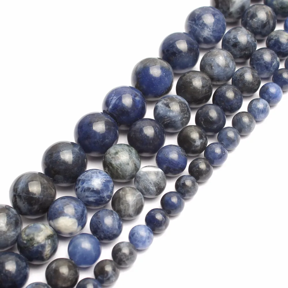 

Natural Stone Beads Old Blue Sodalite Round Loose Beads For Jewelry Making 15.5inch Pick Size 4 6 8 10 12mm free shipping