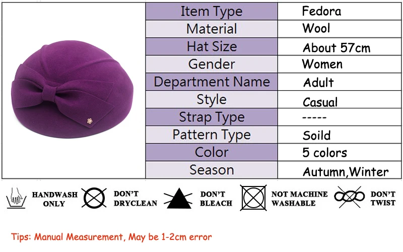 wool women hat winter warm floral woolen fedora felt hat