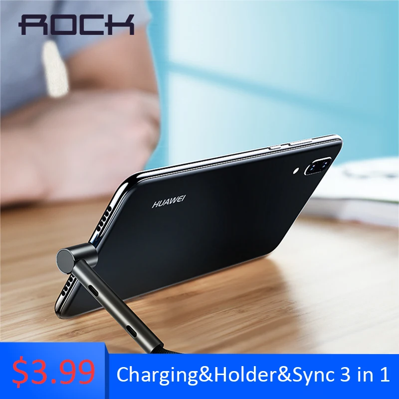 

USB Type C Cable for Samsung Galaxy S9 S8 Plus,ROCK One Plus 1.2m USB C 2A Fast Charging Bracket Stand Holder USB Charger Cable
