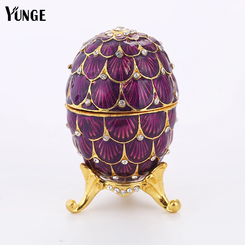 

Noticing! Beautiful Russia Eggs Trinket Box Souvenir Figurine Home Decoration Holiday Easter Egg Metal Crafts