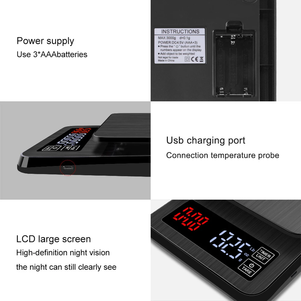 Pаспродажа 5 кг 0,1 г ЖК электронные весы, пищевые весы, портативные цифровые весы, кухонные бытовые кофейные весы с функцией синхронизации