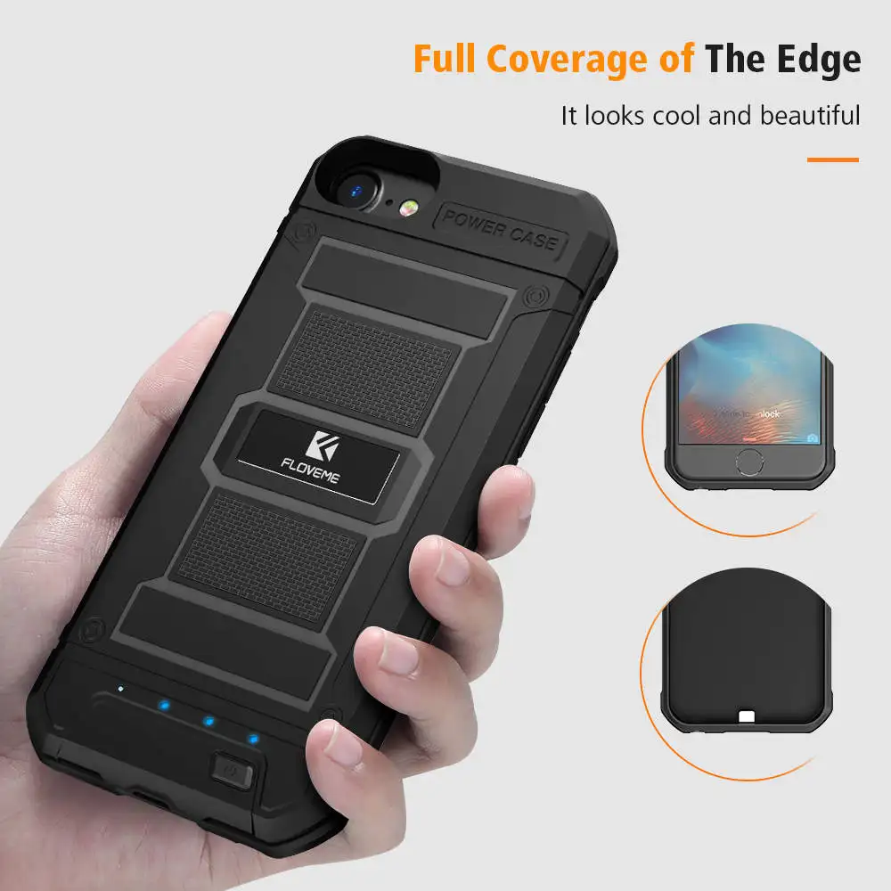 FLOVEME Battery Charger Case For iPhone 6 6S Plus 7 8 Plus Power Bank Armor Portable External Battery Case For iPhone 6 6S 7 8