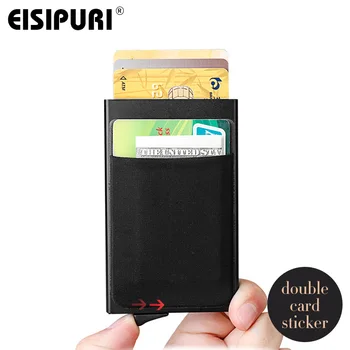 

Men Rfid Wallet Pocket ID Card Holder Rfid Blocking Mini Slim Metal women Wallet Automatic Pop up Credit Card Case Protector