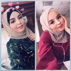 Новые взрывы женский мусульманский шарф арабский филигранный хиджаб осенний модный головной платок шелковый шарф пончо femme люксовый бренд