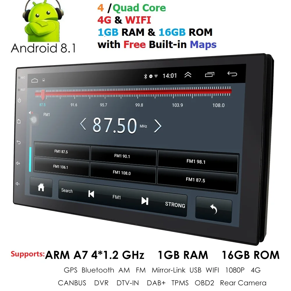 

Android 9.0 Car Radio 7inch 2din NODVD 1024x600 GPS Navigation Bluetooth USB 2 din Universal For Nissan VW Toyota Peugeot Player
