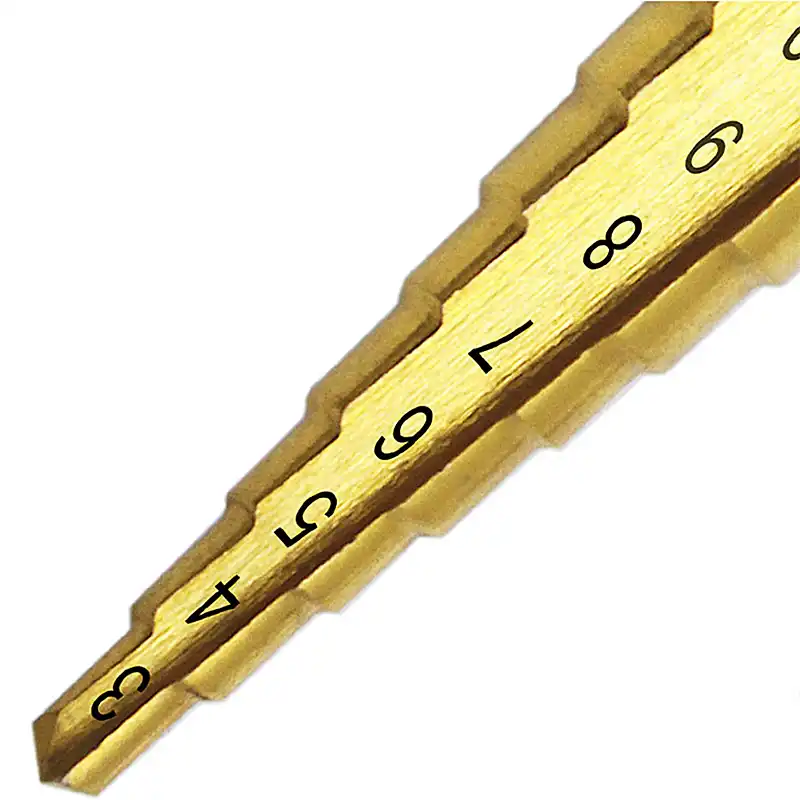1pc Titanium Coated Step Cone Drill Bit 1//4 inch Hex Shank Woodworking Drilling Tools 3-13mm