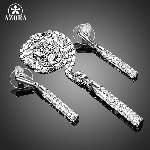 AZORA элегантное Прозрачные Серьги подвески и ожерелье TG0216|jewelry cost|jewelry snipsjewelry sofa |
