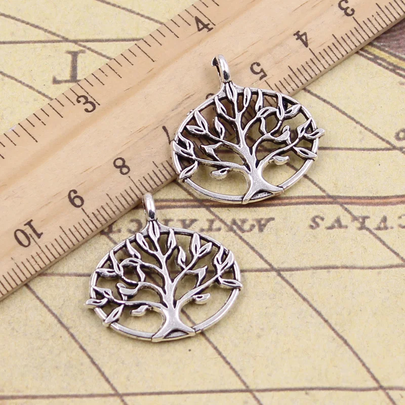 

6pcs/lot Charms life tree 27x27mm Tibetan Silver Pendants Antique Jewelry Making DIY Handmade Craft for Bracelet Necklace