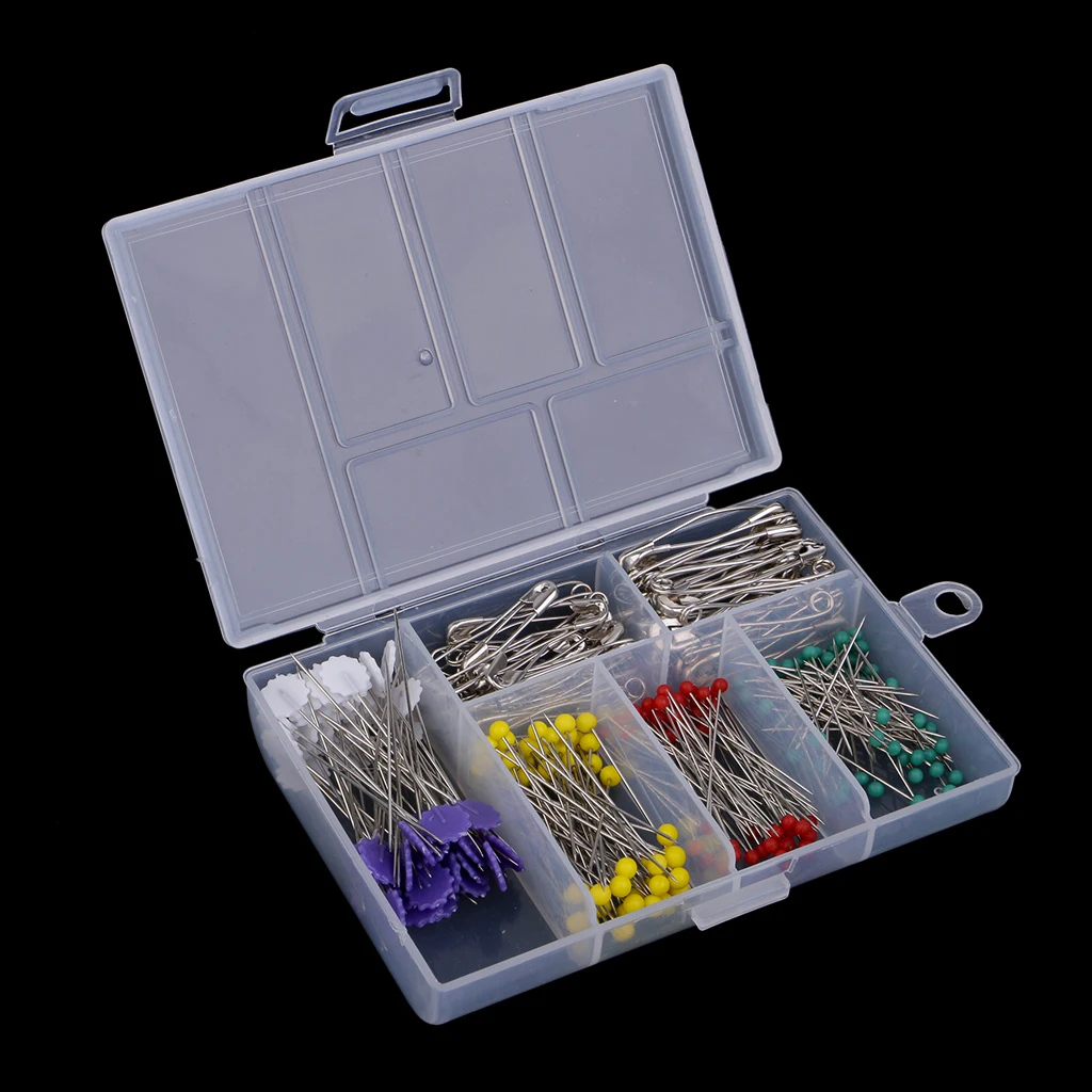 A Box of 250pcs Assorted Sewing Pins Patchwork Quilting Pins Safety