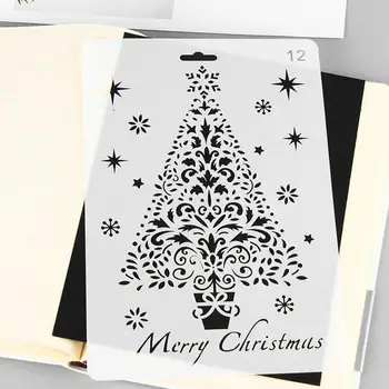 

5 X Elk Tree Snowflake Xmas Hollow Plastic Ruler Drawing Templates Stationery School Supplies Gift For Student Drawing Tool Set