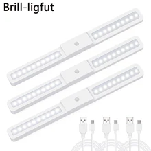 Датчик движения светодиодный ночник для шкафа 20 светодиодный USB перезаряжаемый беспроводной под шкафом свет для шкафа шкаф счетчик ящика