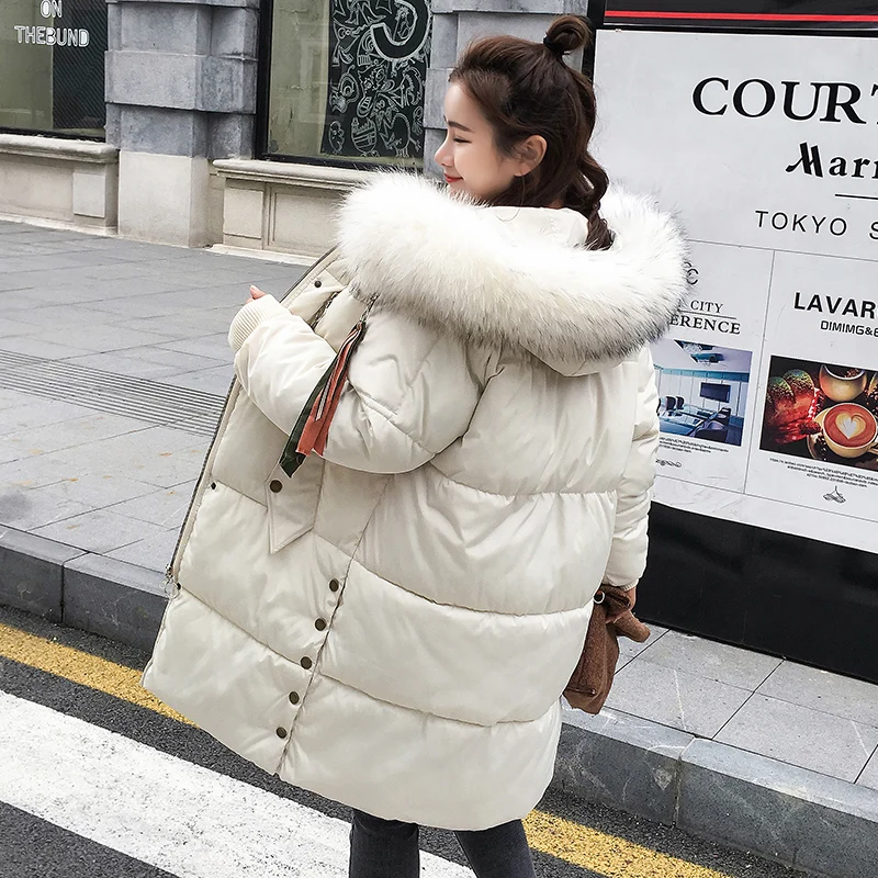 Coton 2018 Noir fuchsia Noir Hiver Manteaux Doublure Dames Laveur blanc Artificielle gris Veste Rembourré Cheveux Épais Deodar Femmes Collier Raton Femelle Parka Nouveau wZBHIOxq