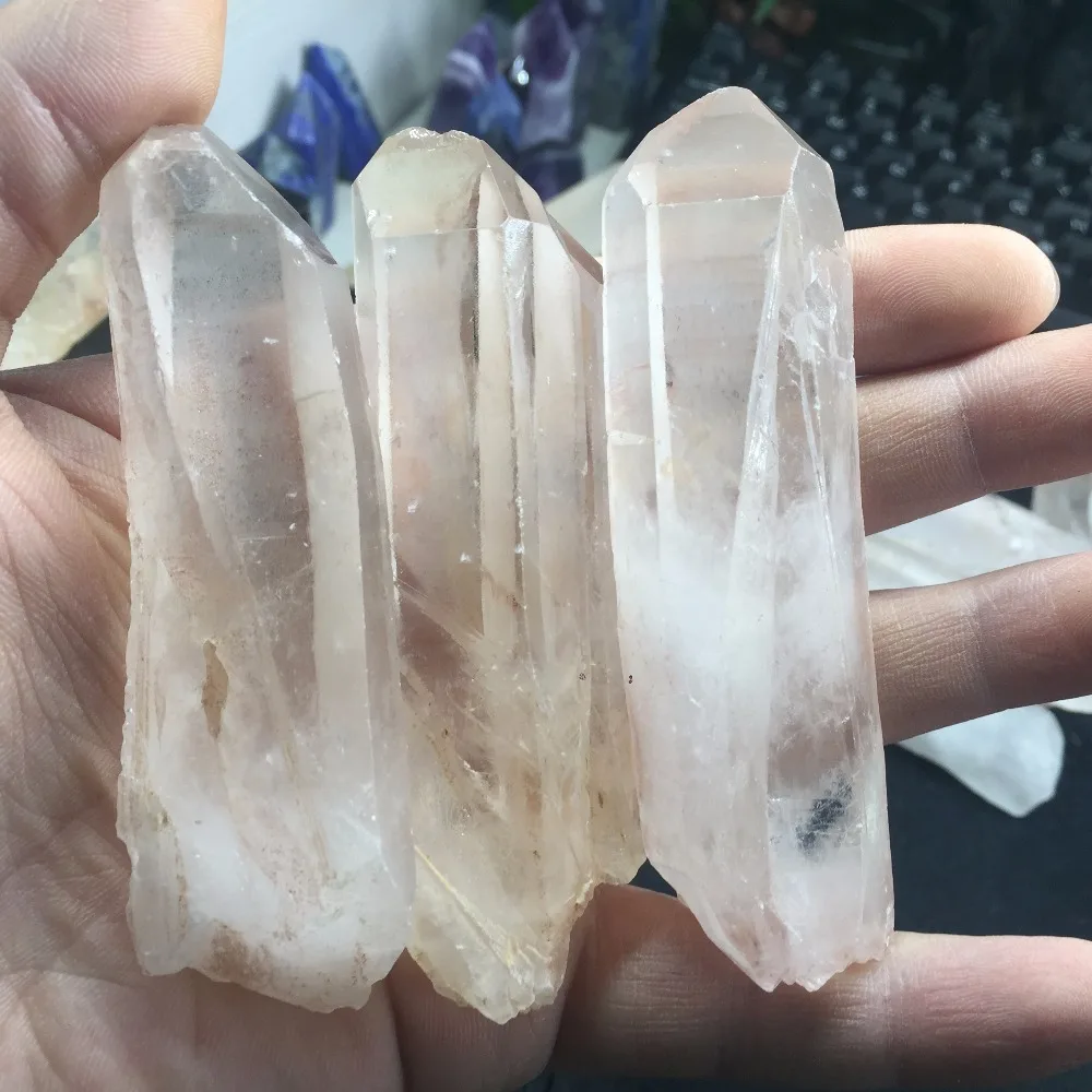 

3 Pieces a set Natural Clear Quartz Crystal Point Slender Healing Hexagonal Wand Treatment Stone #CWD103