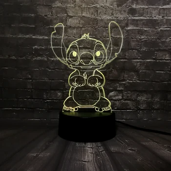 

New Lava Cute 3D LED Acrylic Cartoon Stitch Children Room Decor Mood Desk USB 7 Color Change Night Light Birthday Kids Gift Toy
