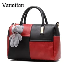 Bear Pendant Pillow Handbags Tote Boston Bag for Women Fashion Leather Evening Clutch Shoulder Bag Ladies Ladies Messenger Bags