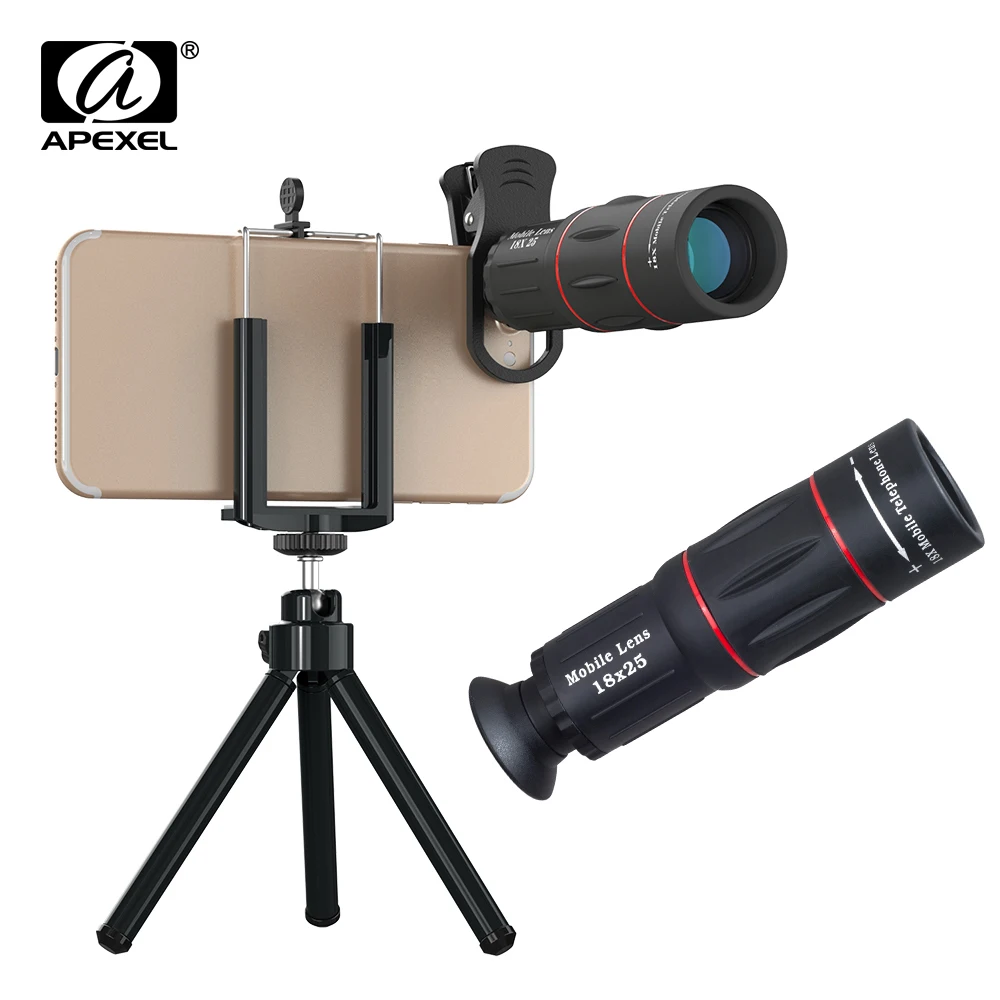 

APEXEL 18X Telescope Zoom Mobile Phone Lens Telephoto Macro Camera Lenses Universal Selfie Tripod With Clip For All Smartphone