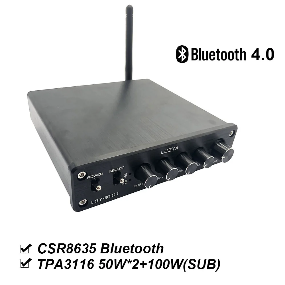 Lusya CSR8635 Bluetooth 4,0 TPA3116 сабвуфер Bluetooth усилитель HiFi 2,1 канальный цифровой аудио усилители 50 Вт* 2+ 100 Вт B2-004