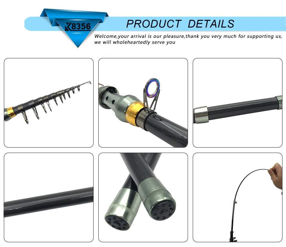 K8356 99% углерода Портативный телескопическая удочка спиннинговая морская удочка сверхтвердых океан рыболовные удочки Tackle1.8/2,1/2,4/2,7/3,0/3,3/3,6 м